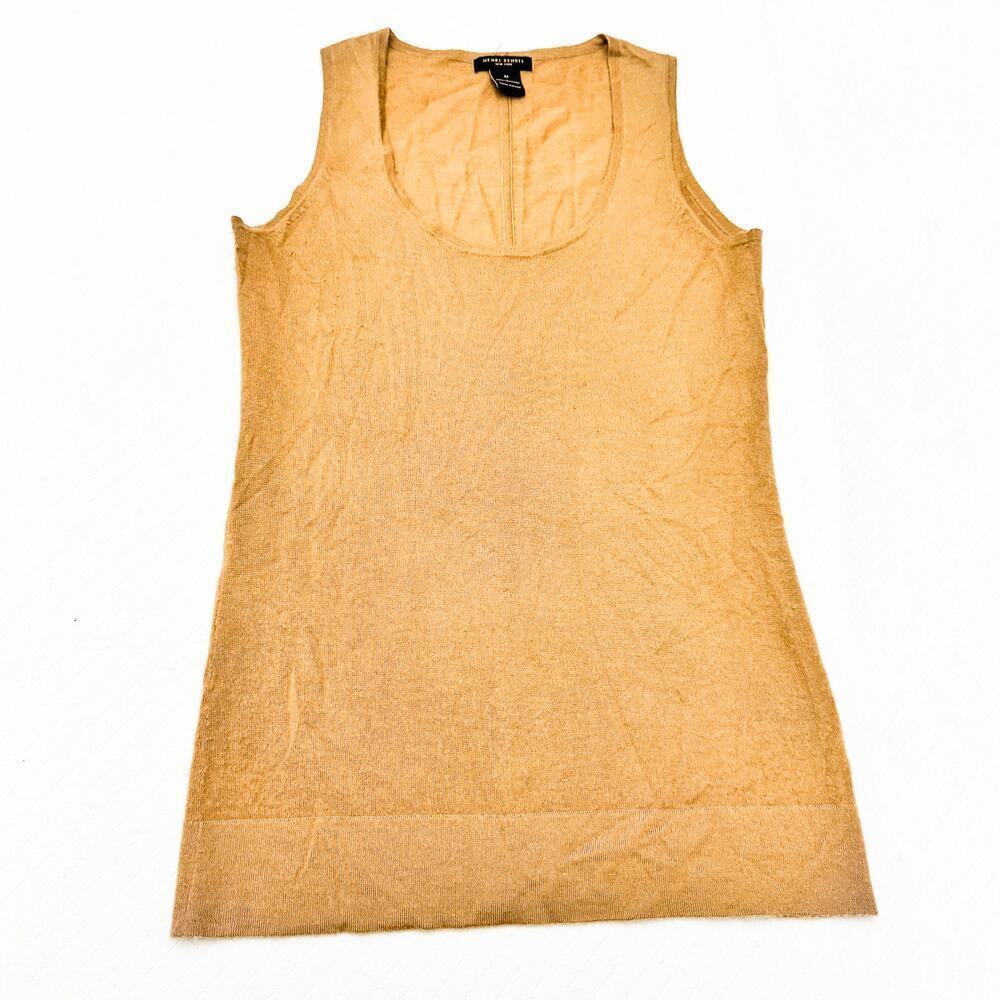 Henri Bendel New York Tan Beige Sleeveless 100% Cashmere Top Size Medium